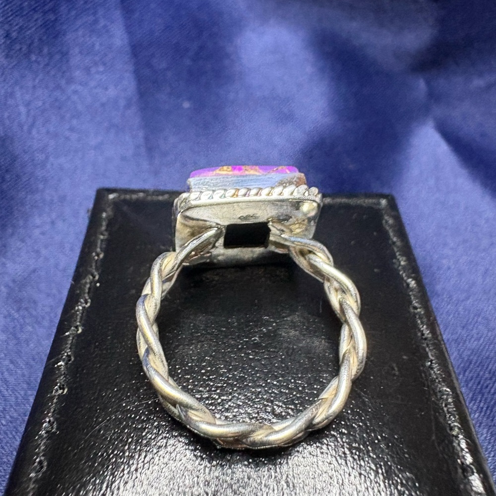 Ring Purple Mojave Turquoise Square 925 Sterling Silver Southwestern - Picture 5 of 10